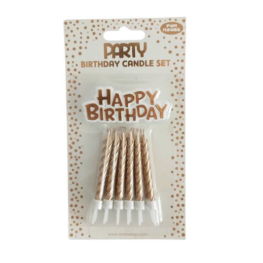 Rose Gold Happy Birthday Candle Set