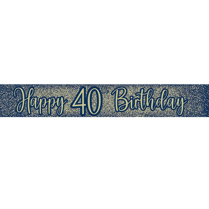 40th Birthday Blue & Gold Banner
