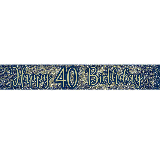 40th Birthday Blue & Gold Banner