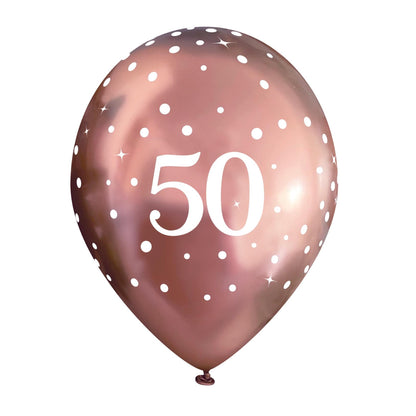 50th Birthday Metallic Rose Gold Balloons