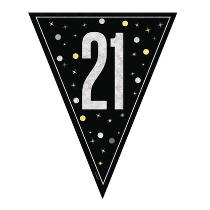 21st Birthday Black Bunting