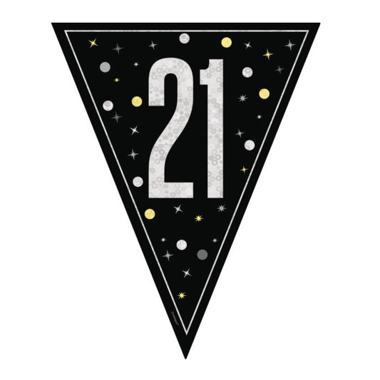 21st Birthday Black Bunting