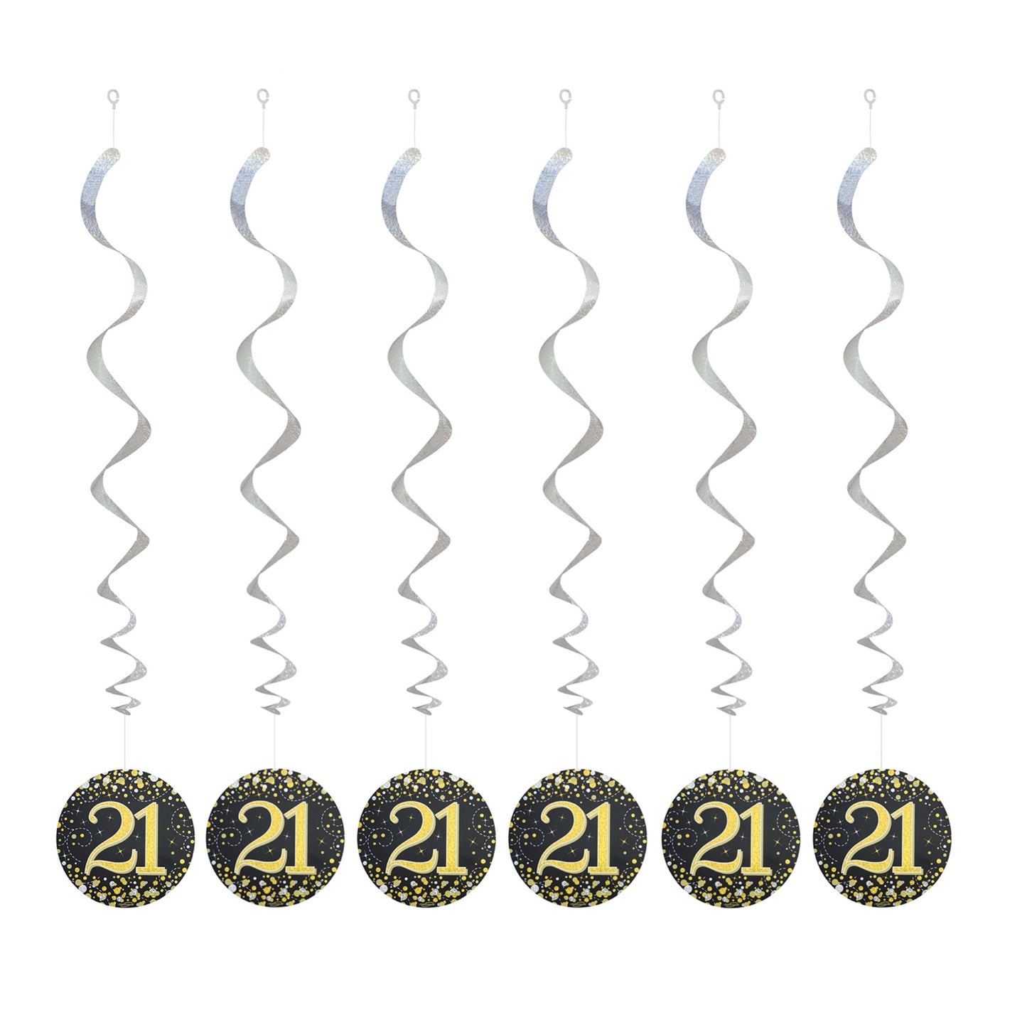 21st Birthday Black & Gold Hanging Swirls