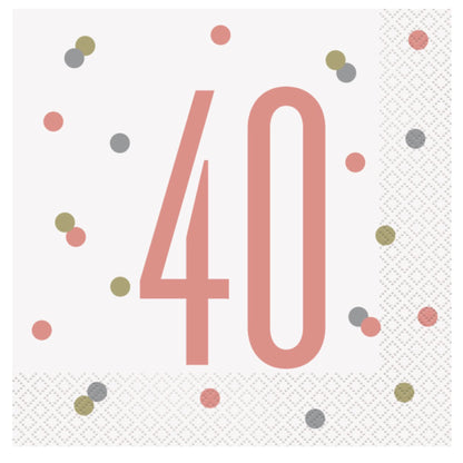 40th Birthday Rose Gold Napkins