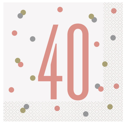 40th Birthday Rose Gold Napkins
