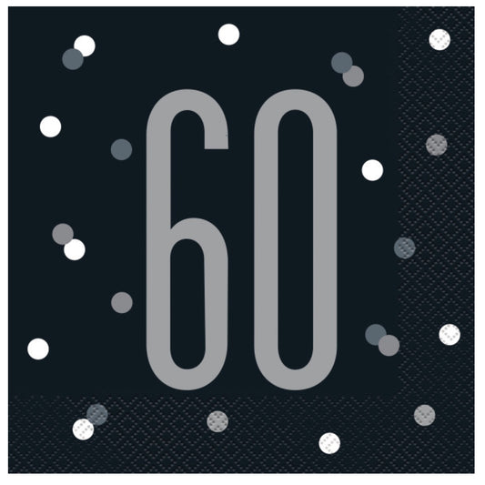 60th Birthday Black Napkins