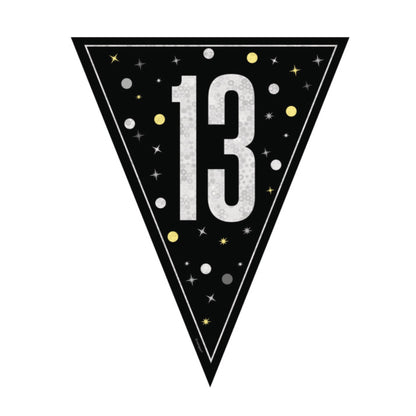 13th Birthday Black Bunting