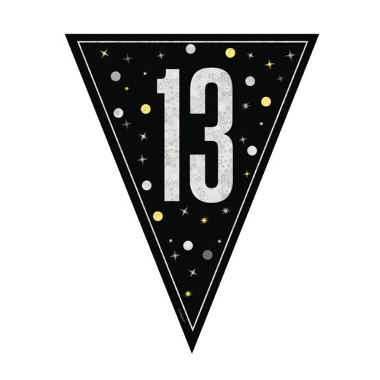 13th Birthday Black Bunting