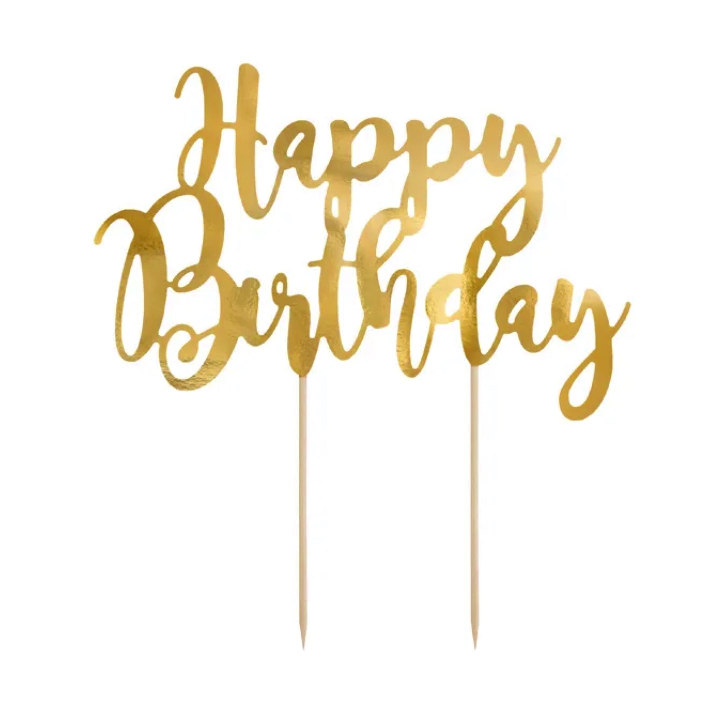 Gold Happy Birthday Cake Topper