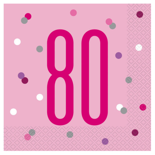 80th Birthday Pink Napkins