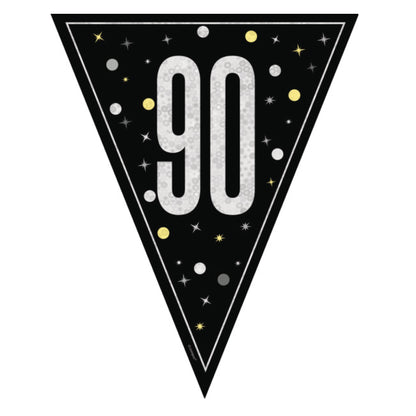 90th Birthday Black Bunting