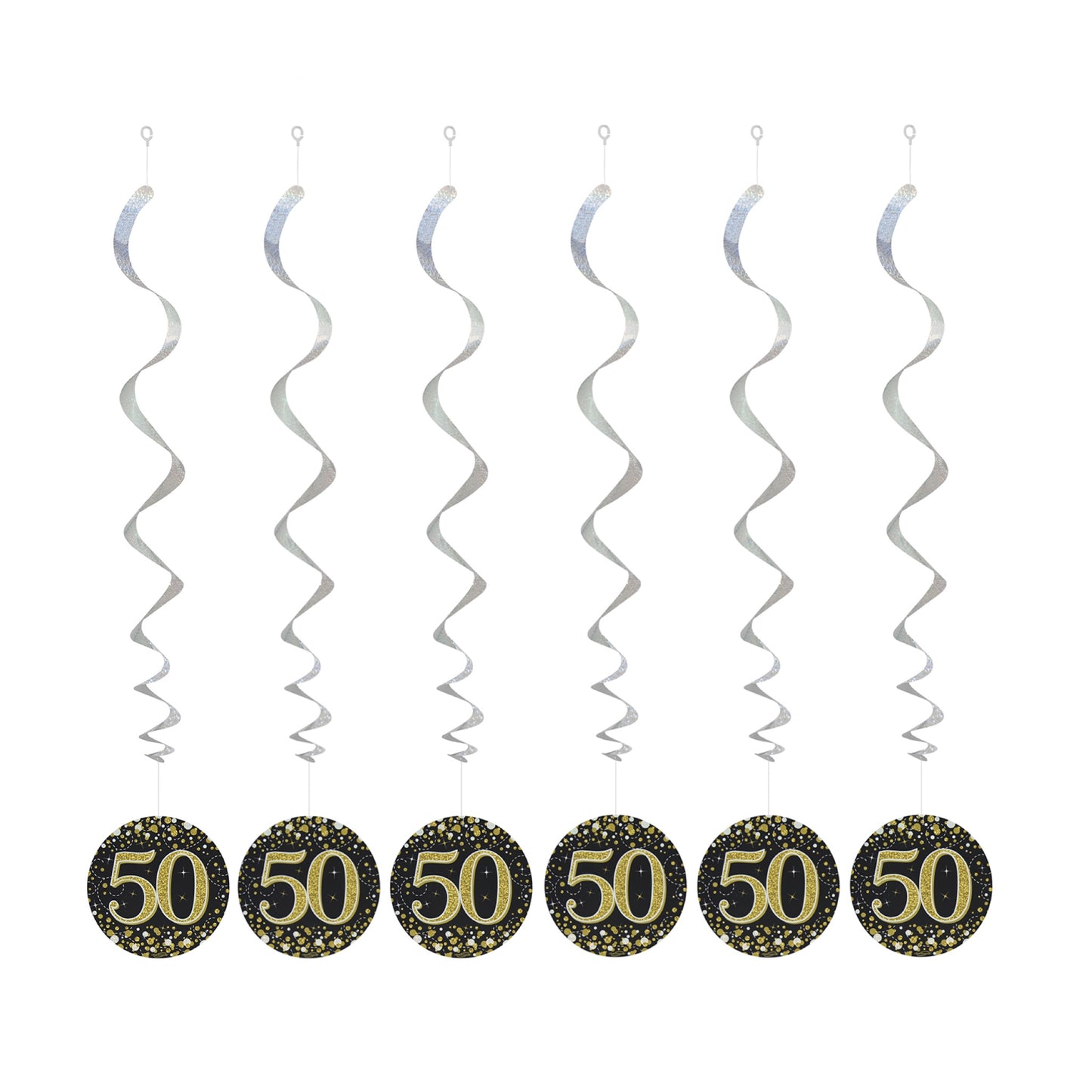 50th Birthday Black & Gold Hanging Swirls
