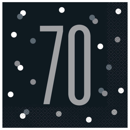 70th Birthday Black Napkins