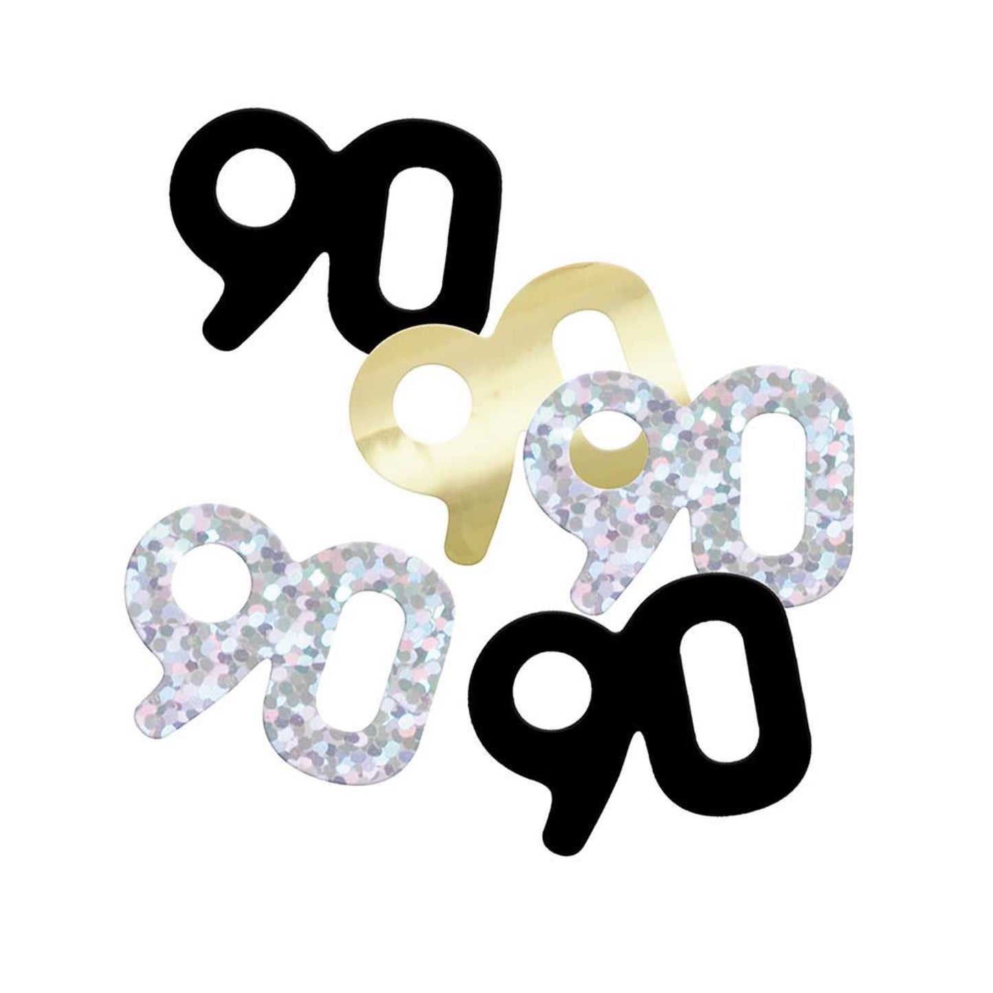 90th Birthday Black Mixed Table Confetti