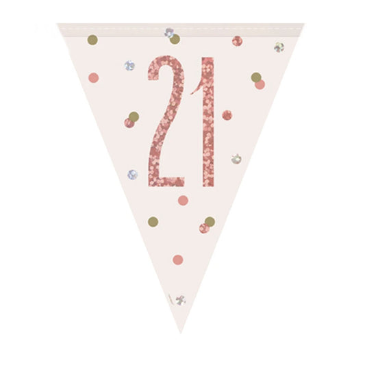 21st Birthday Rose Gold Sparkling Bunting