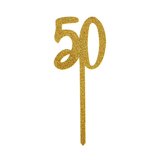 Gold Glitter "50" Acrylic Cake Topper