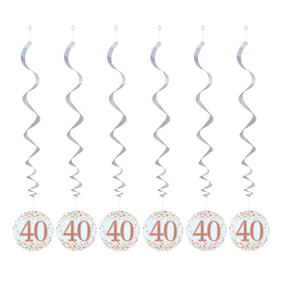 40th Birthday Rose Gold Hanging Swirls