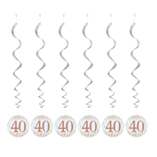 40th Birthday Rose Gold Hanging Swirls