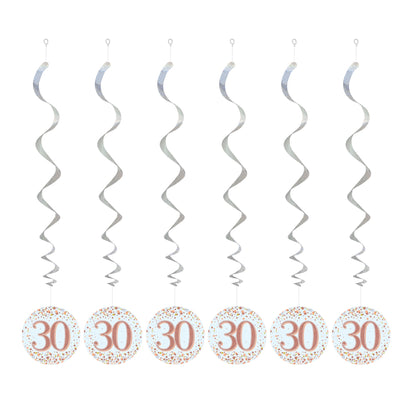 30th Birthday Rose Gold Hanging Swirls