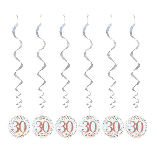 30th Birthday Rose Gold Hanging Swirls