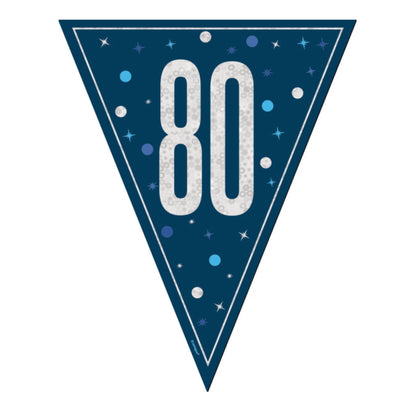 80th Birthday Navy Blue Bunting
