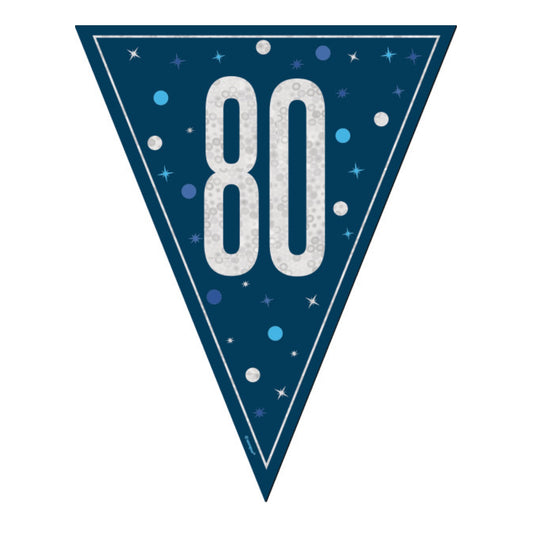 80th Birthday Navy Blue Bunting