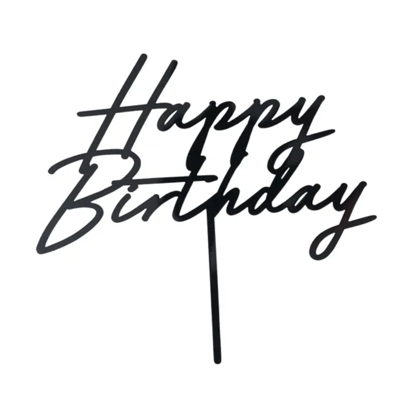 Black Happy Birthday Cake Topper