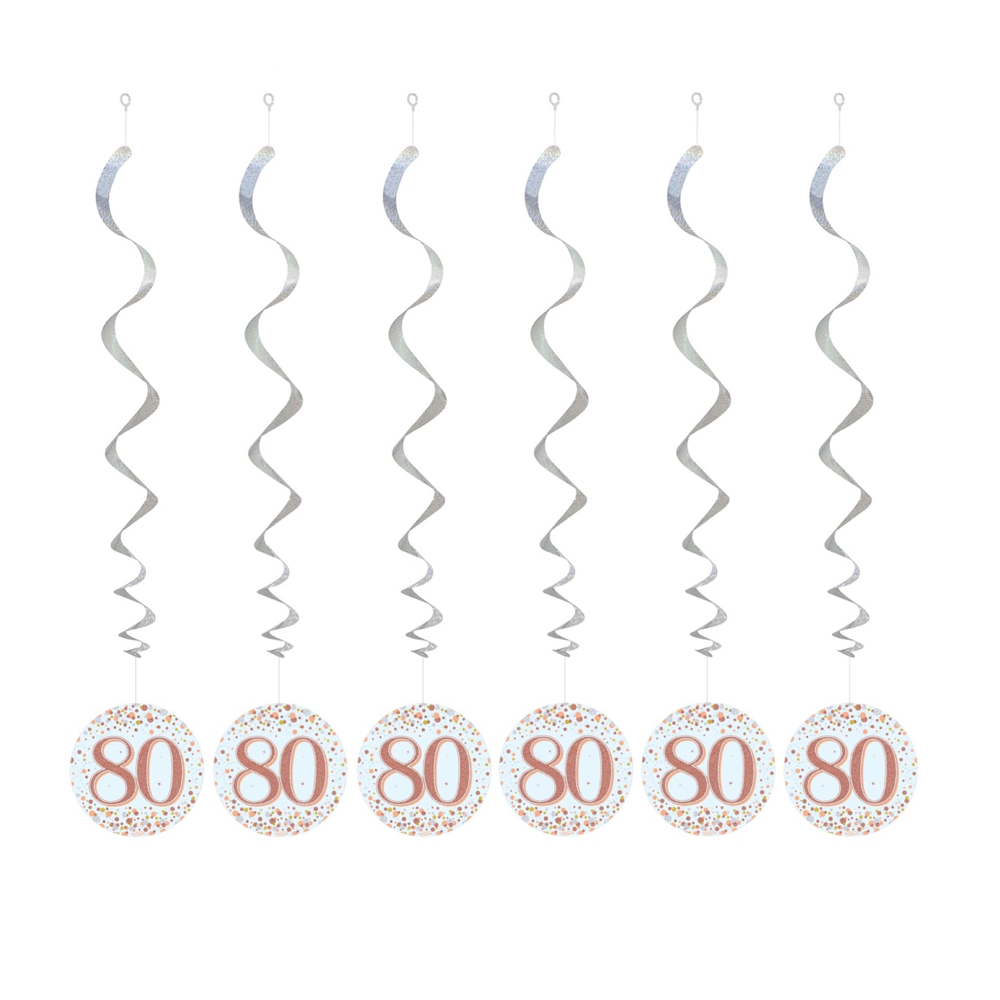 80th Birthday Rose Gold Hanging Swirls