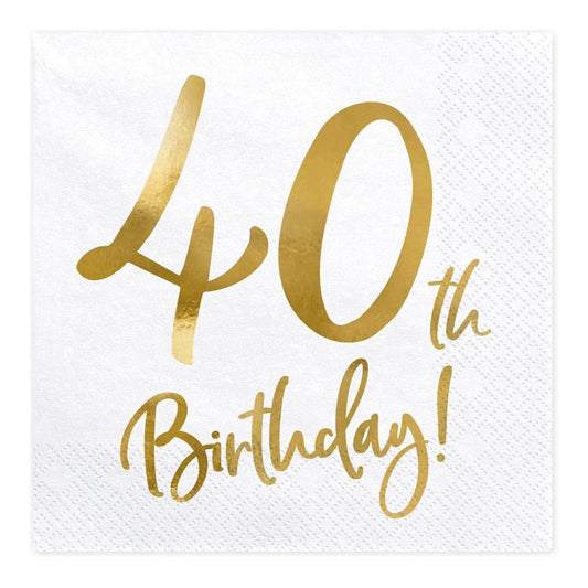 40th Birthday Gold Napkins