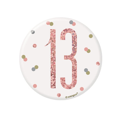 13th Birthday Rose Gold Badge