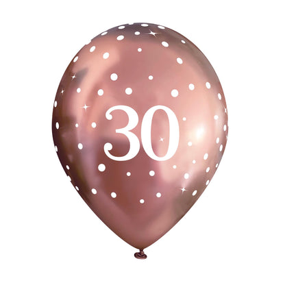 30th Birthday Metallic Rose Gold Balloons