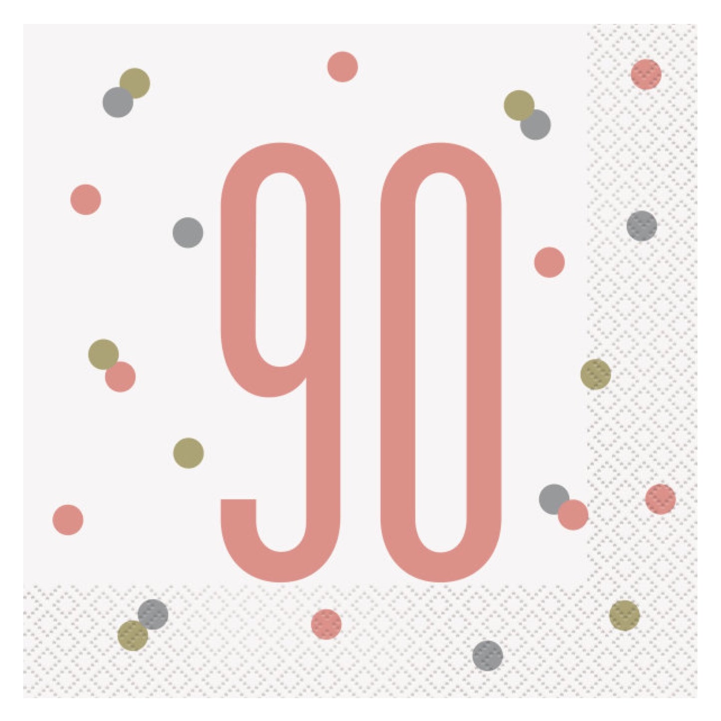 90th Birthday Rose Gold Napkins