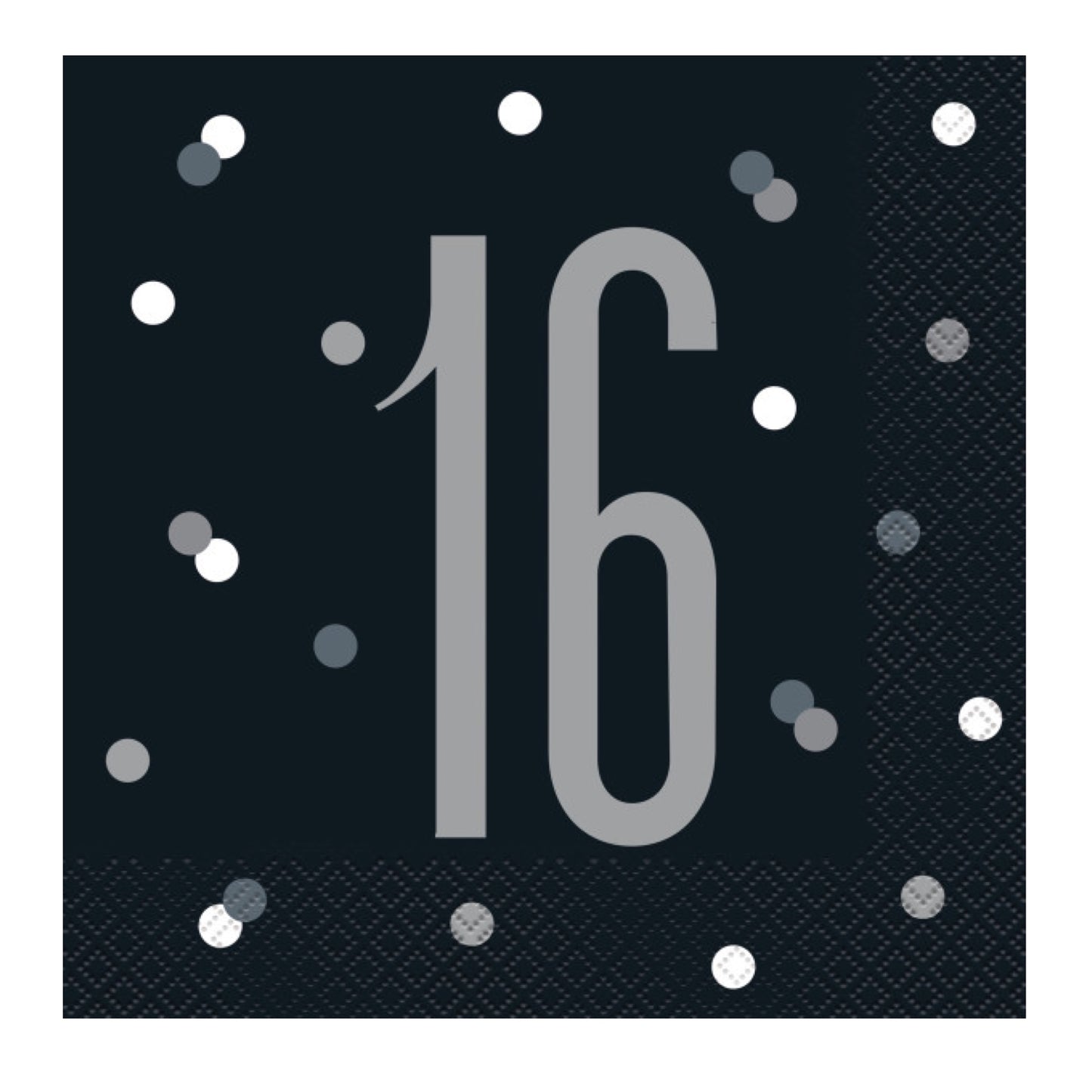 16th Birthday Black Napkins