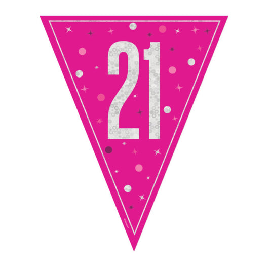 21st Birthday Pink Sparkling Bunting