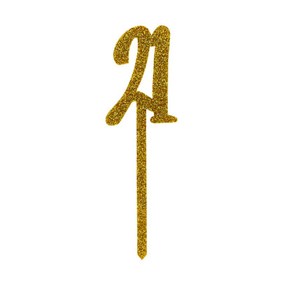 Gold Glitter "21" Cake Topper