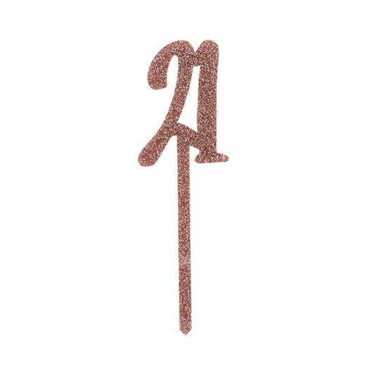 Rose Gold Glitter "21" Acrylic Cake Topper