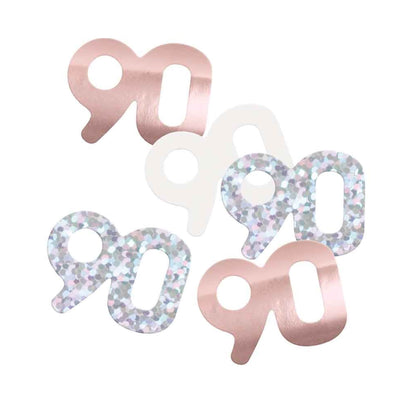 90th Birthday Rose Gold Mixed Confetti