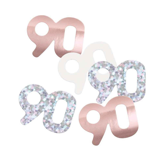 90th Birthday Rose Gold Mixed Confetti
