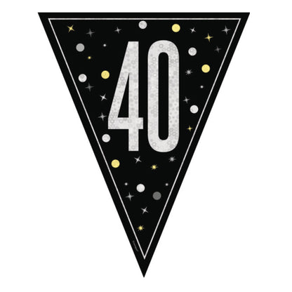 40th Birthday Black Bunting