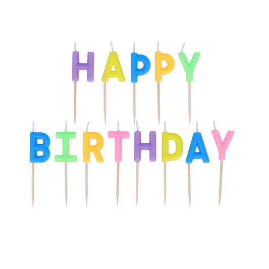 Rainbow Happy Birthday Candle Set
