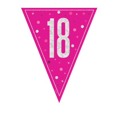 18th Birthday Pink Sparkling Bunting
