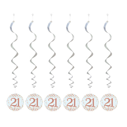 21st Birthday Rose Gold Hanging Swirls