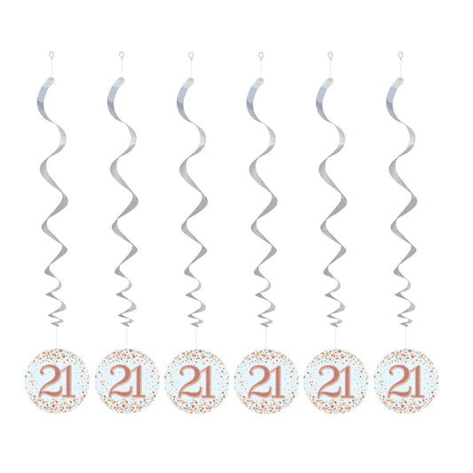 21st Birthday Rose Gold Hanging Swirls