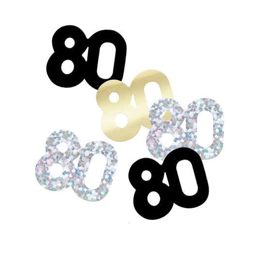 80th Birthday Black & Gold Mixed Table Confetti