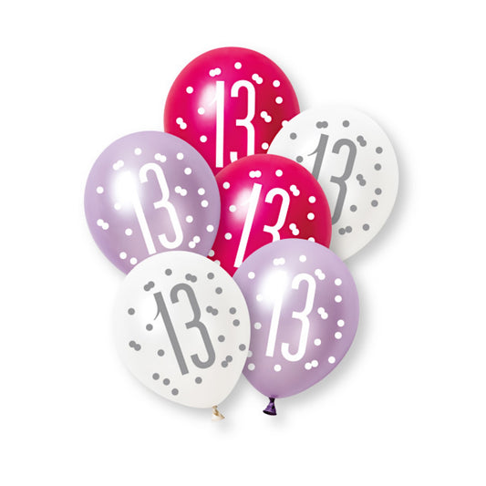 13th Birthday Pink & Purple Mixed Balloons