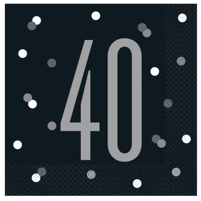 40th Birthday Black Napkins