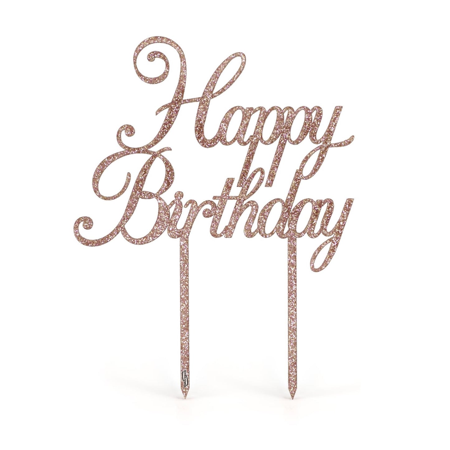 Acrylic Rose Gold Happy Birthday Cake Topper