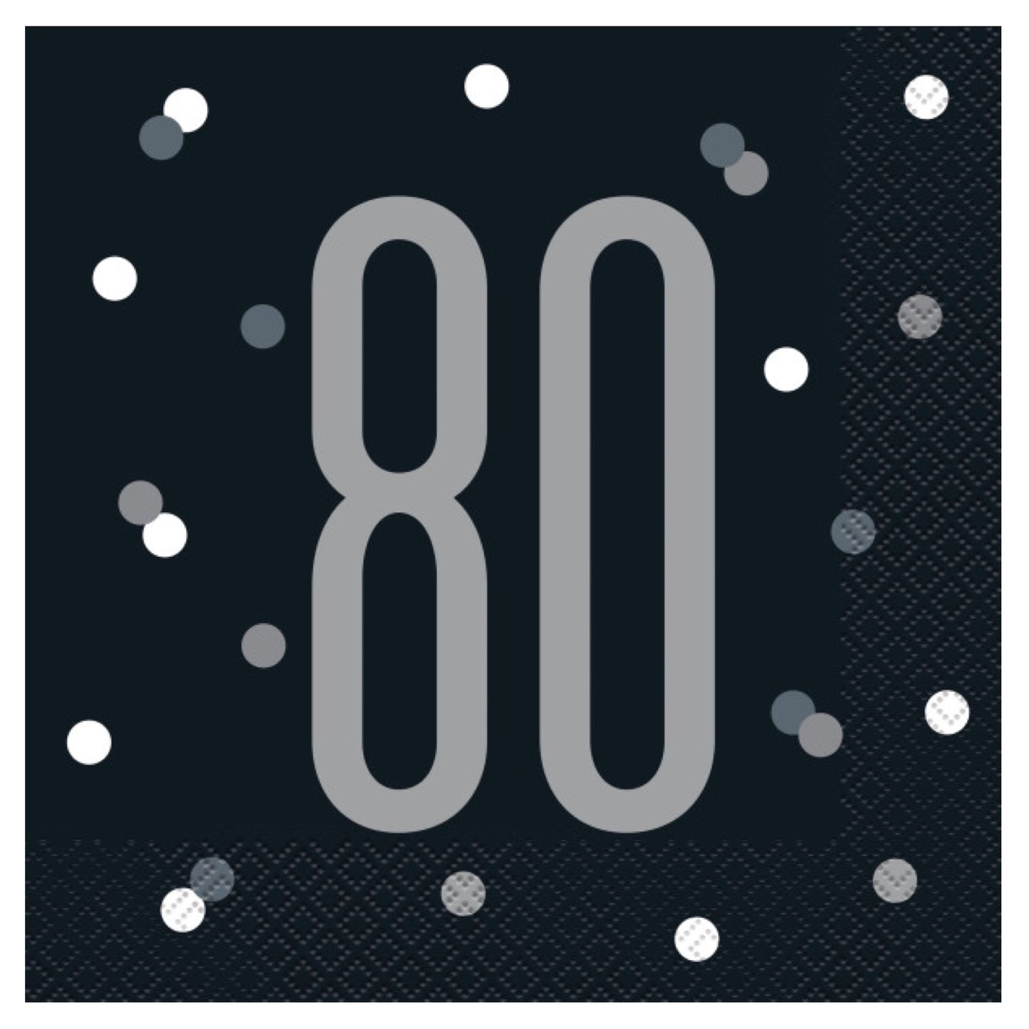 80th Birthday Black Napkins
