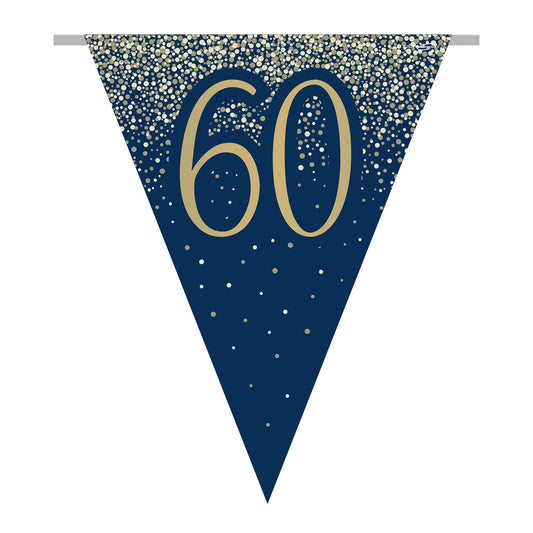 60th Birthday Navy Blue & Gold Bunting