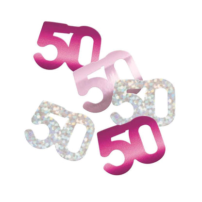 50th Birthday Pink Mixed Confetti